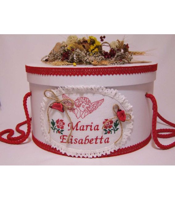 Cutie rotunda botez personalizata ingeras traditional