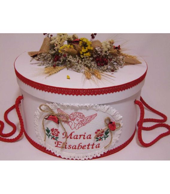 Cutie rotunda botez personalizata ingeras traditional