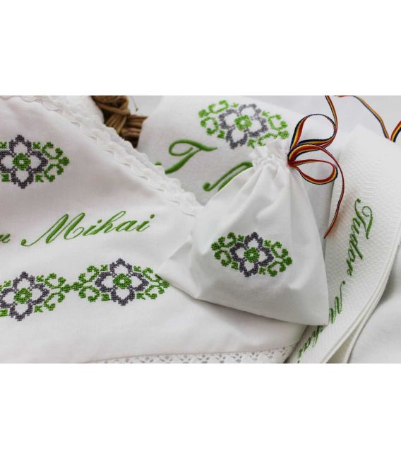 Trusouri botez traditionale - Trusou botez traditional verde si gri