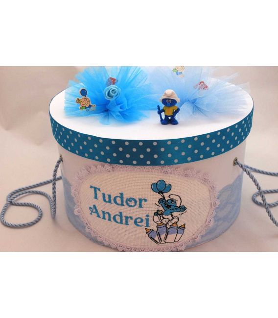 Cutie trusou botez personalizata Strumfi