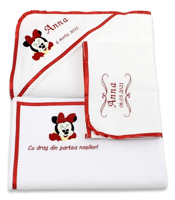 Set botez cu Minnie mouse rosu personalizat
