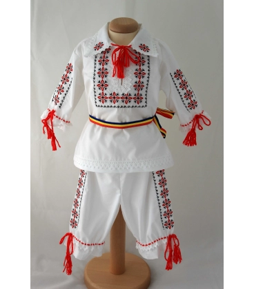 Costum botez traditional Stelute rosu Negru