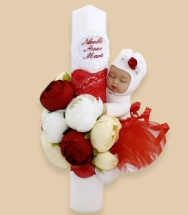Lumanare botez fetite cu flori personalizata Nicolle